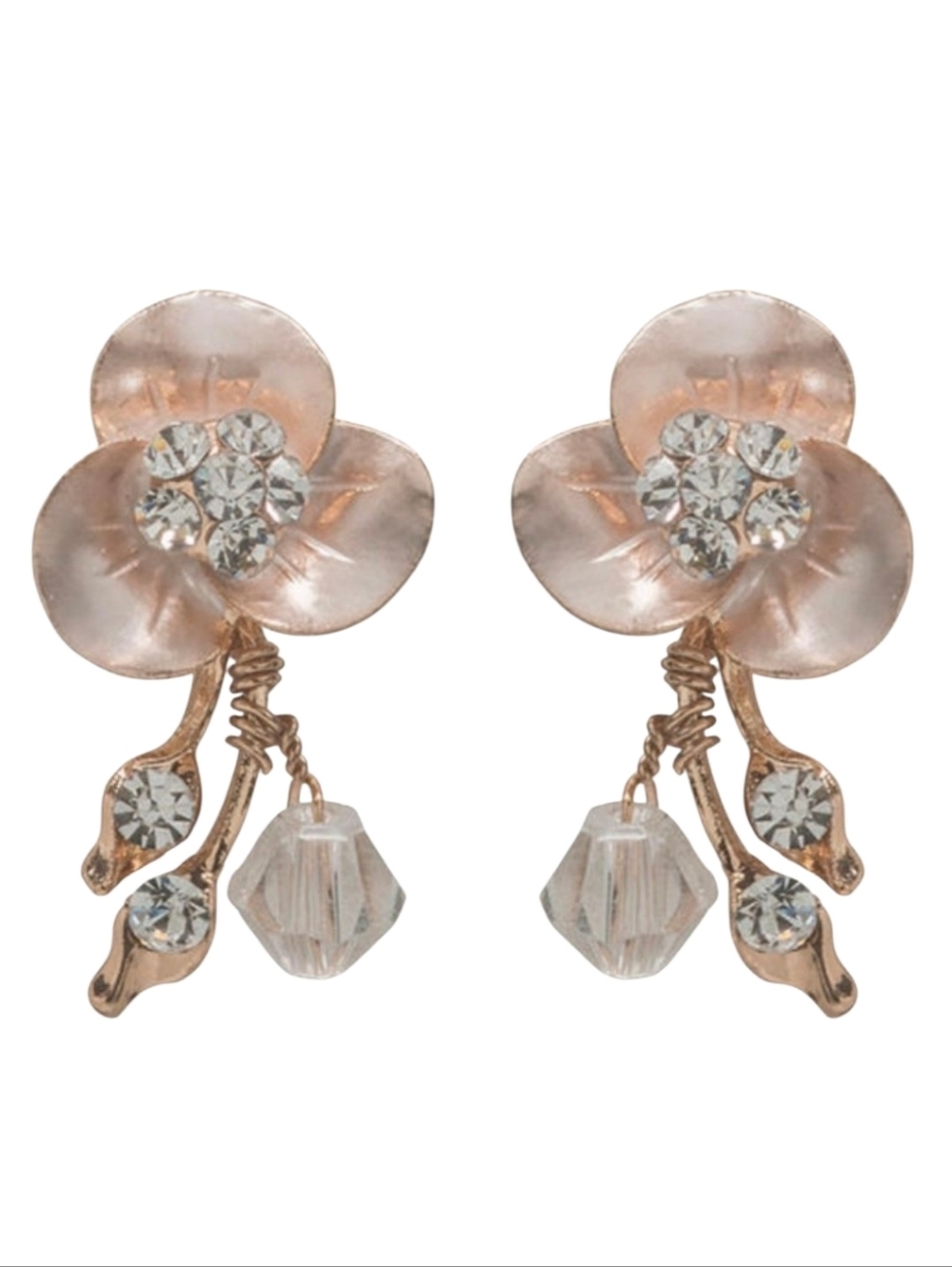 David Tutera Bridal Crystal & Gold Tone Flower Earrings